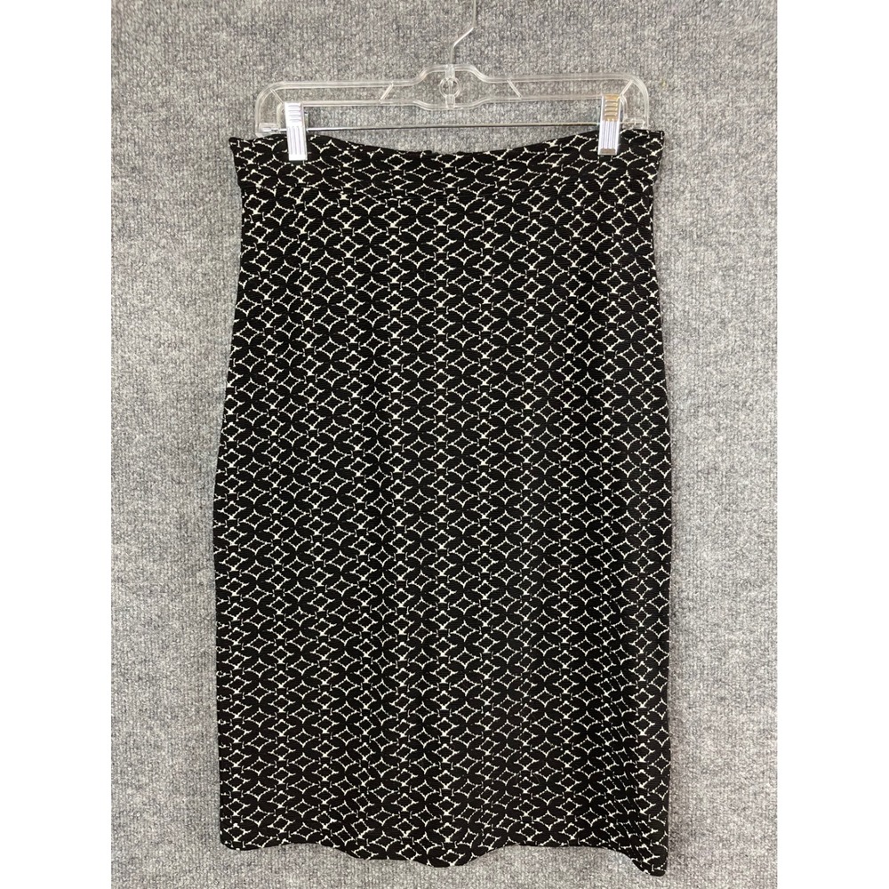 MAVE Pencil Skirt Women's 6 Black White Geometric Full Zip Excellent Textured